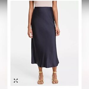 NWT On 34th  Women's Satin Midi Slip Skirt